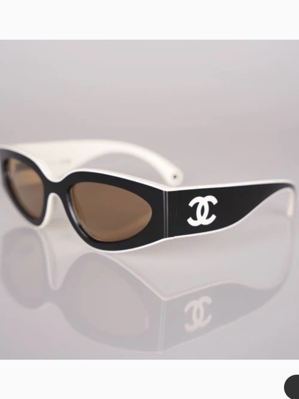 Chic Black & White Logo Cat-Eye Sunglasses